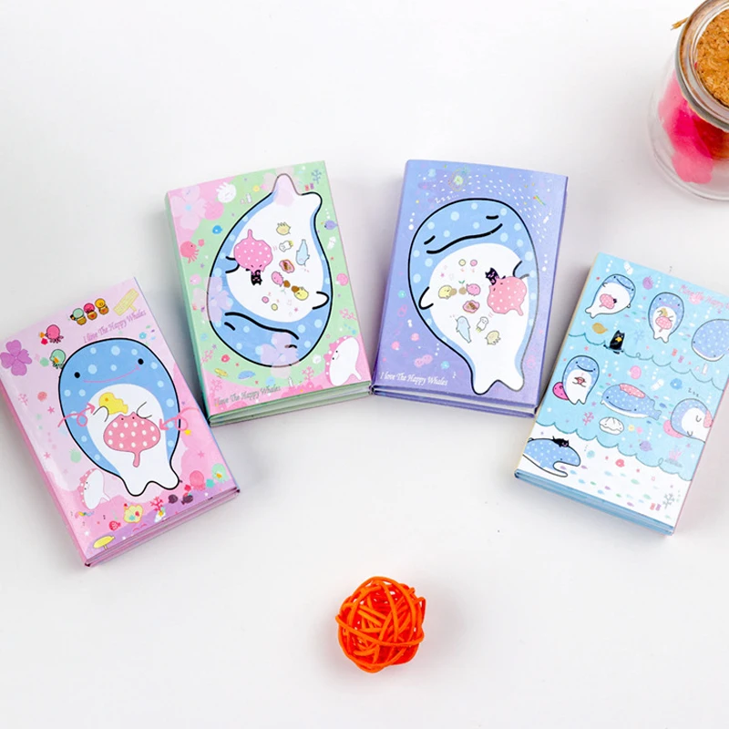 Милый Счастливый Кит 6 складной Блокнот N Times Sticky Notes Kawaii канцелярский магазин