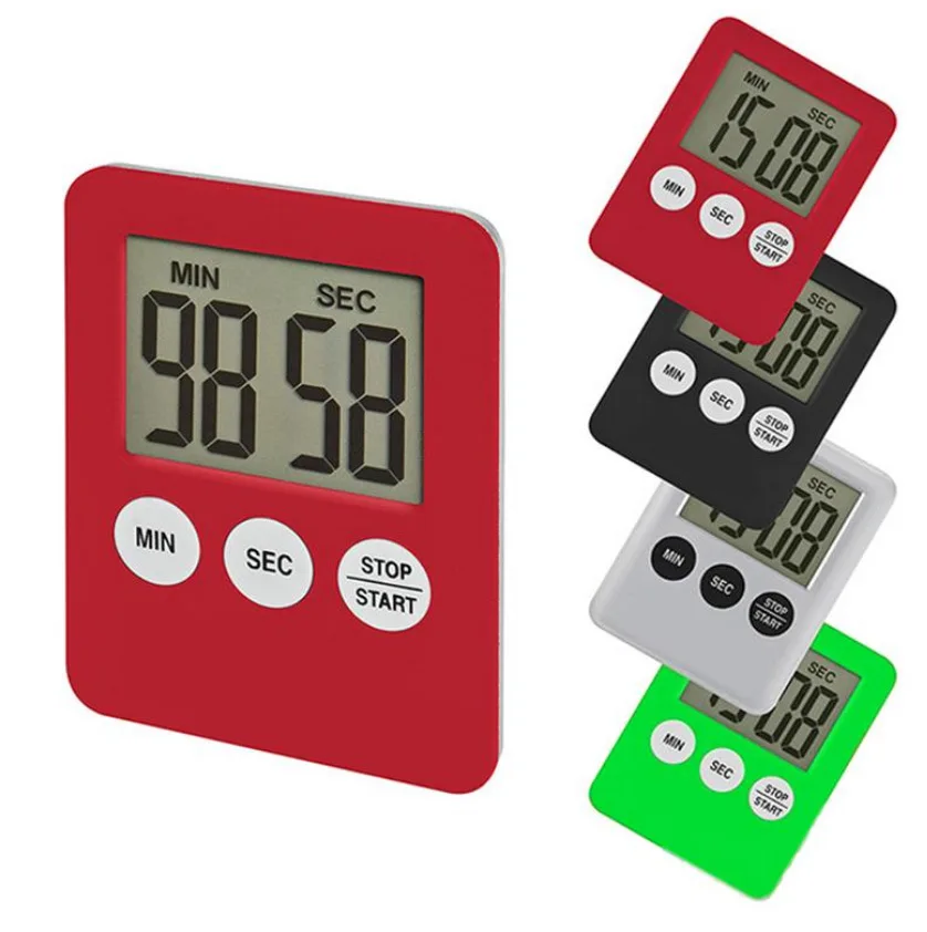 1pcs 5 Colors Super Thin LCD Digital Screen Kitchen Timer Square Cooking Count Up Countdown Alarm Magnet Clock Temporizador | Дом и сад