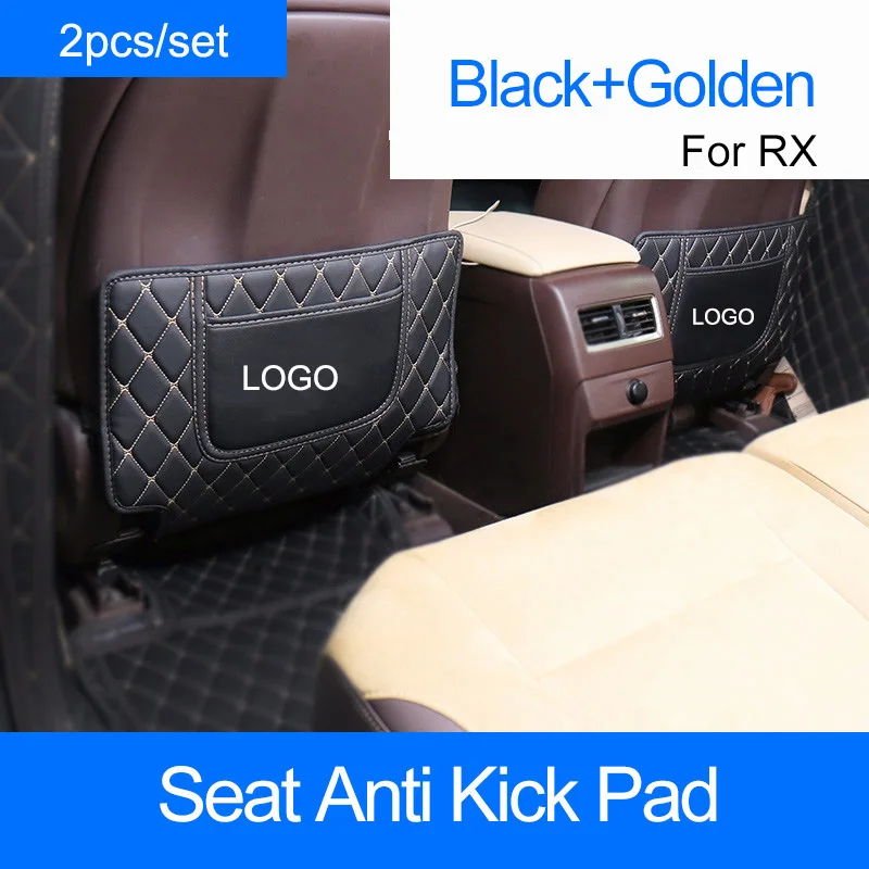 For RX Black 2Pcs QHCP автомобильный подлокотник коробка анти-кик мат задняя защита сиденья коврик детский анти-кик коврик подходит для Lexus ES200 250 NX200 300 RX300 450H - Название цвета: For RX Black 2Pcs