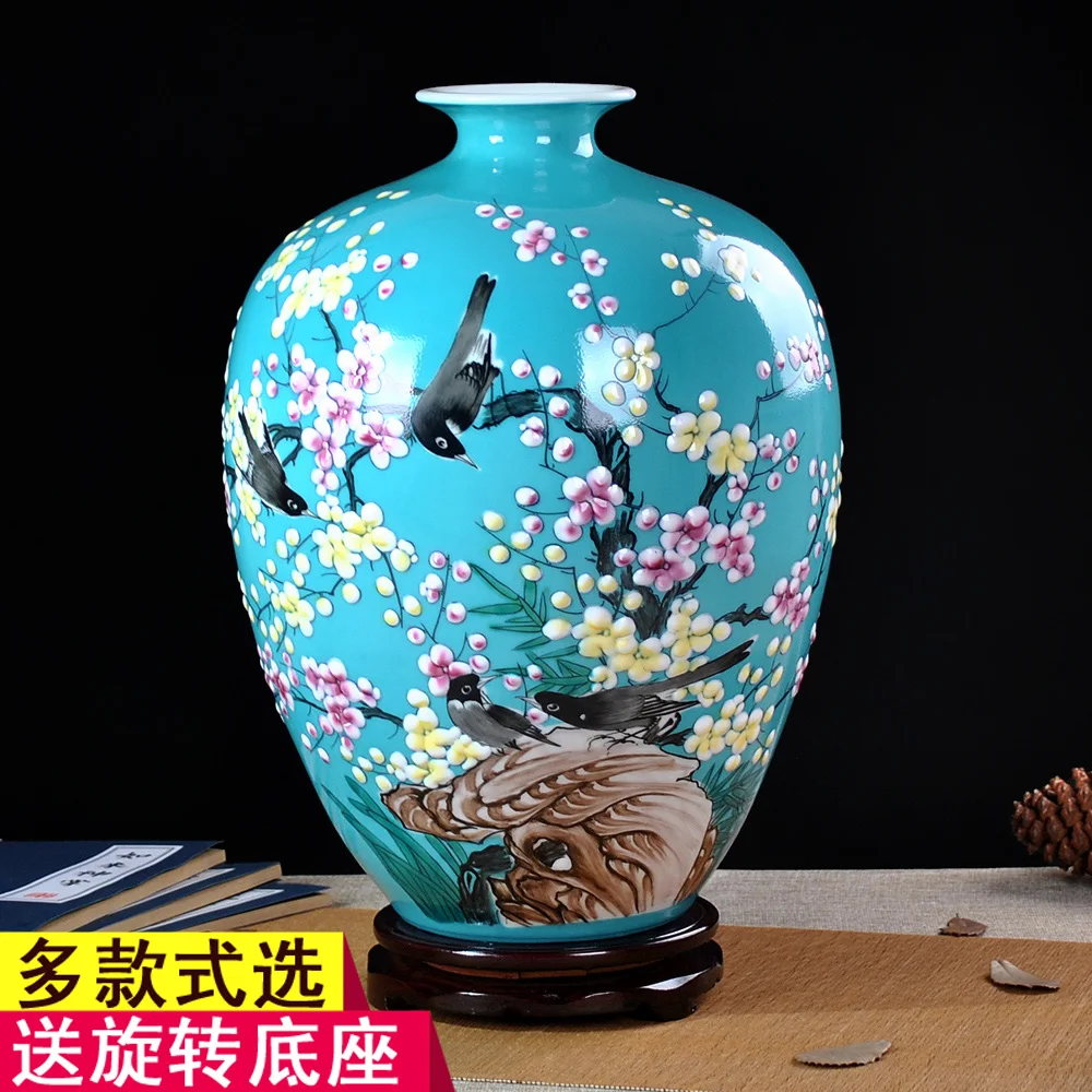 

Jingdezhen Yu Hailin ceramics famous Chinese home accessories with pastel hand-painted vases living room decoration