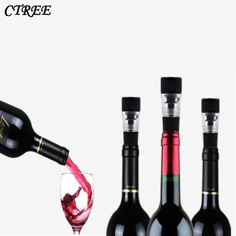 

CTREE Red Wine Stoppers Bar Acrylic Silica Gel Vacuum Sealed Preservation Beer Lid Closures Bottle Wine Stoppers Bar Tool C338
