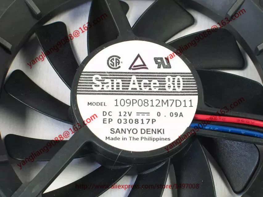 Вентилятор для охлаждения сервера SANYO DENKI 109P0812M7D11 DC 12 В 0 09a 80x80x15 мм|square fan|server