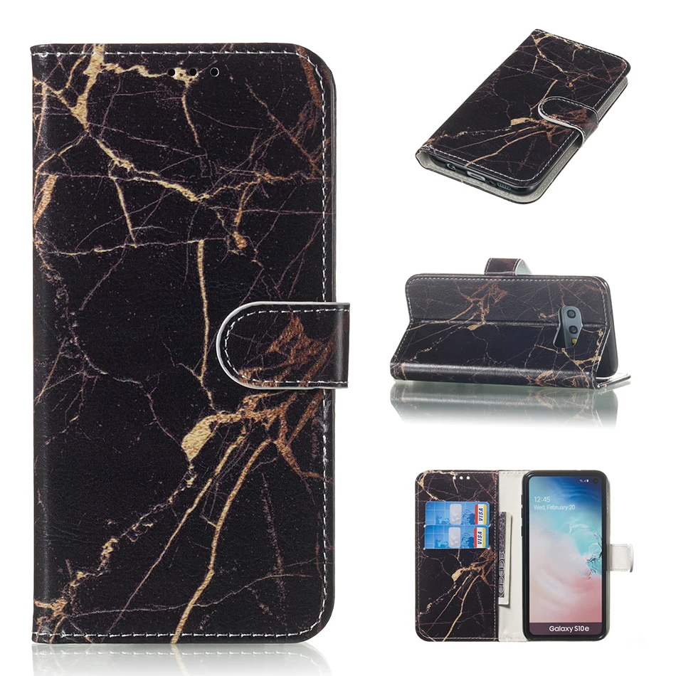 Мрамор кожаный чехол для samsung Galaxy S10e S10 плюс A3 SM-A320F A520 A5 A7 A750F A9 A9s бумажник держатель для карт чехол