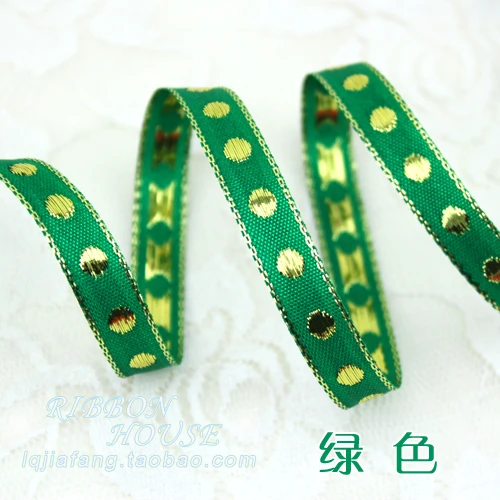 3/8 ''(10 мм) красная Золотая кромка в горошек Grosgrain лента для свадебной вечеринки