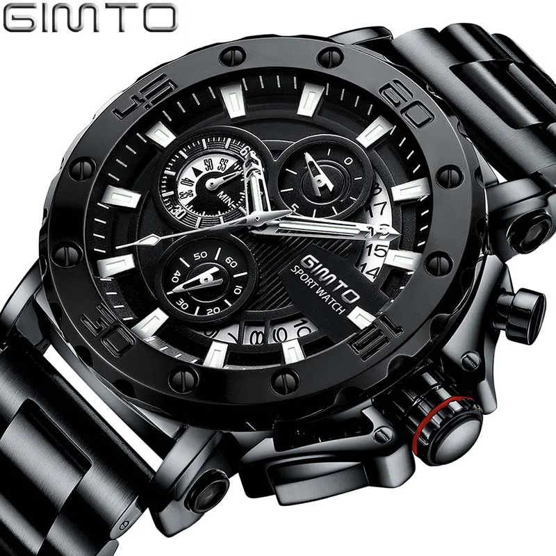 Relogio Masculino GIMTO Лидирующий бренд роскошные часы мужские золотые из нержавеющей