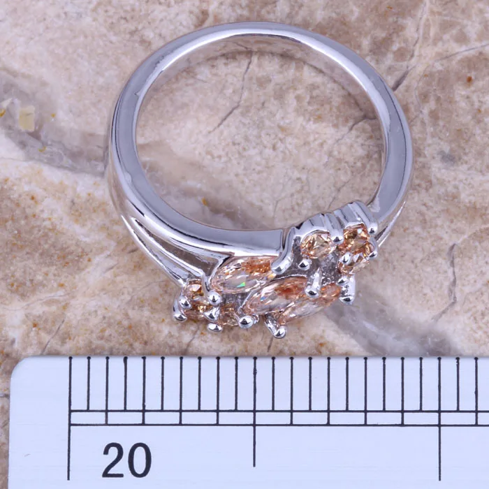 Ослепительный коричневый морганит посеребренное кольцо Размер 6/7/8/9 R0157|bag in box