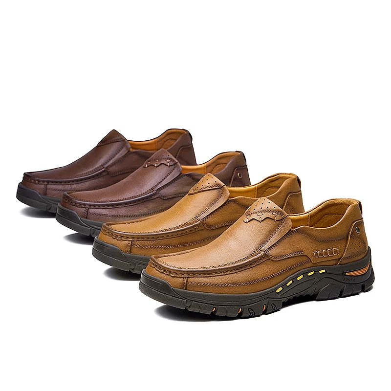 Мужские лоферы из натуральной воловьей кожи коричневые повседневные