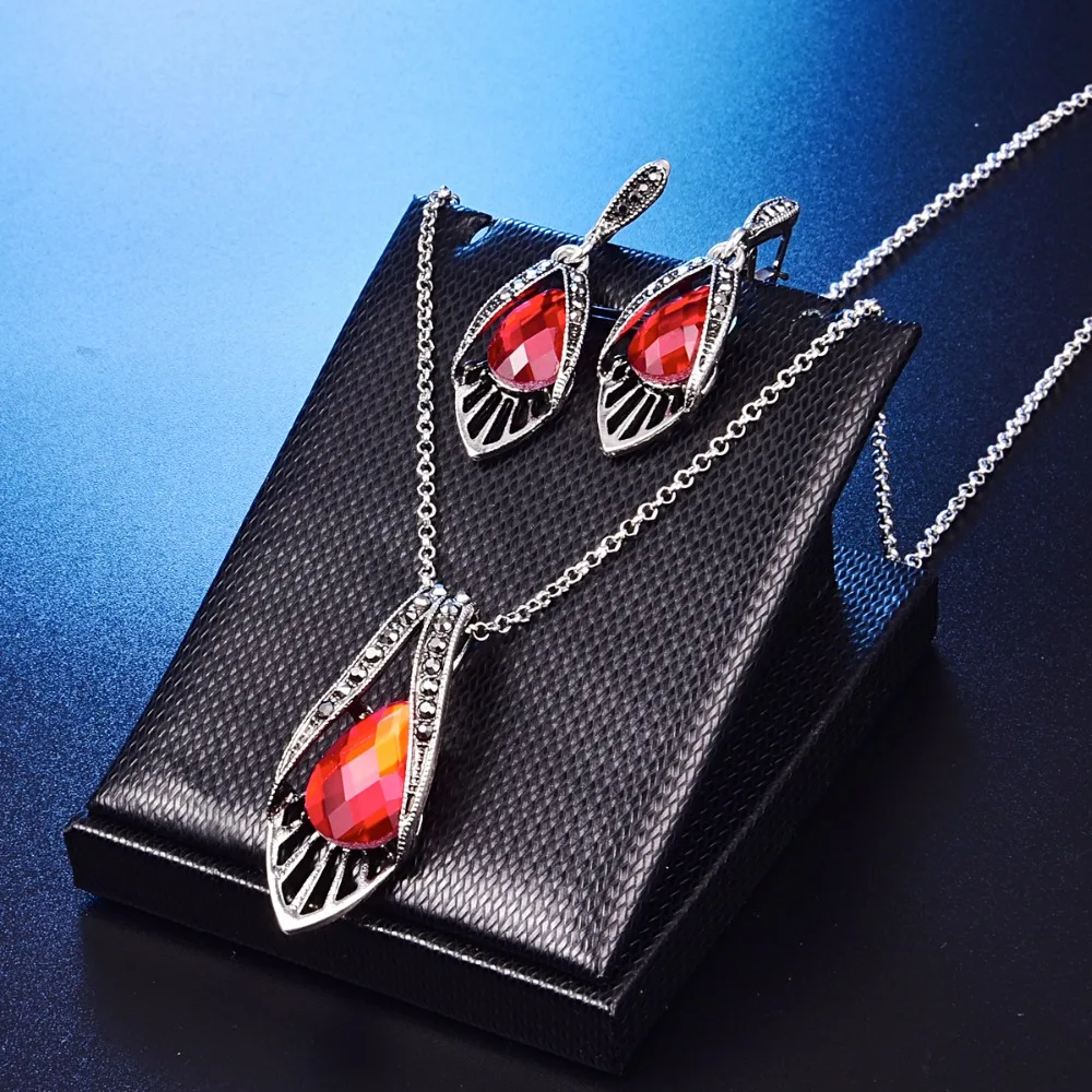 Женский комплект свадебных украшений ожерелье и серьги с подвеской в виде капли