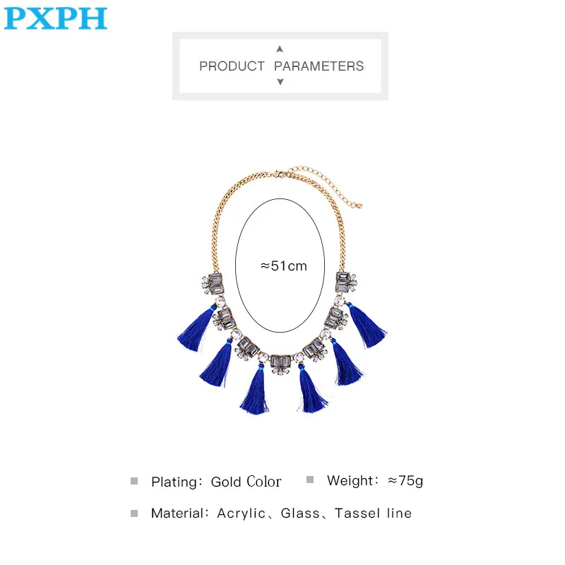 2 Color Fashion Hyperbole Bohemia Synthetic Gem Flower Tassel Chokers New Bib Statement Necklace For Women N986 | Украшения и
