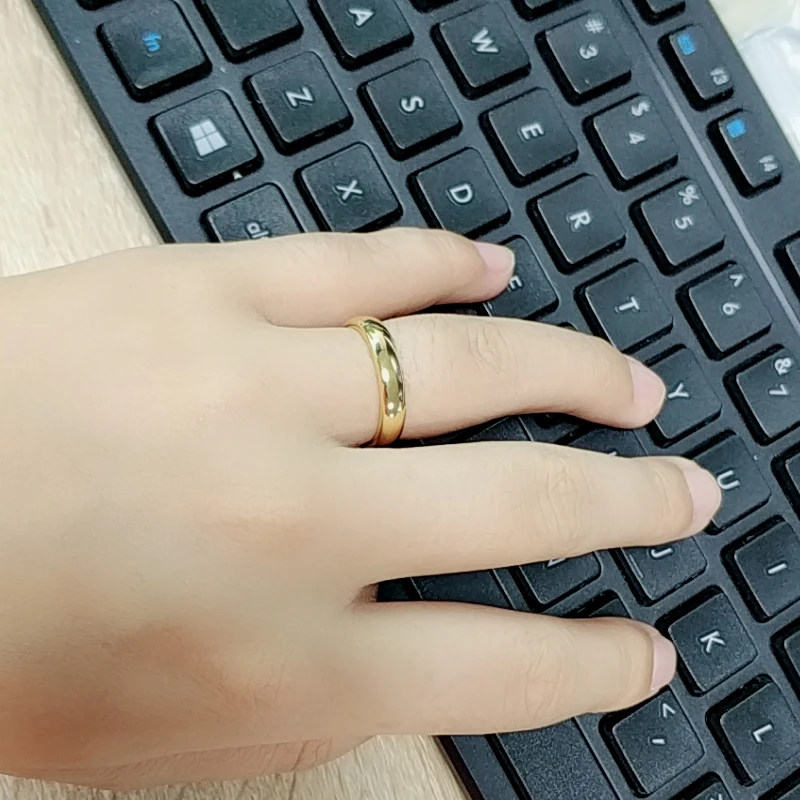 

Women Gold Color Polish Dome Ring 4mm Wide Tungsten Carbide Wedding Engagement Band Girl Women's Alliance Jewelry