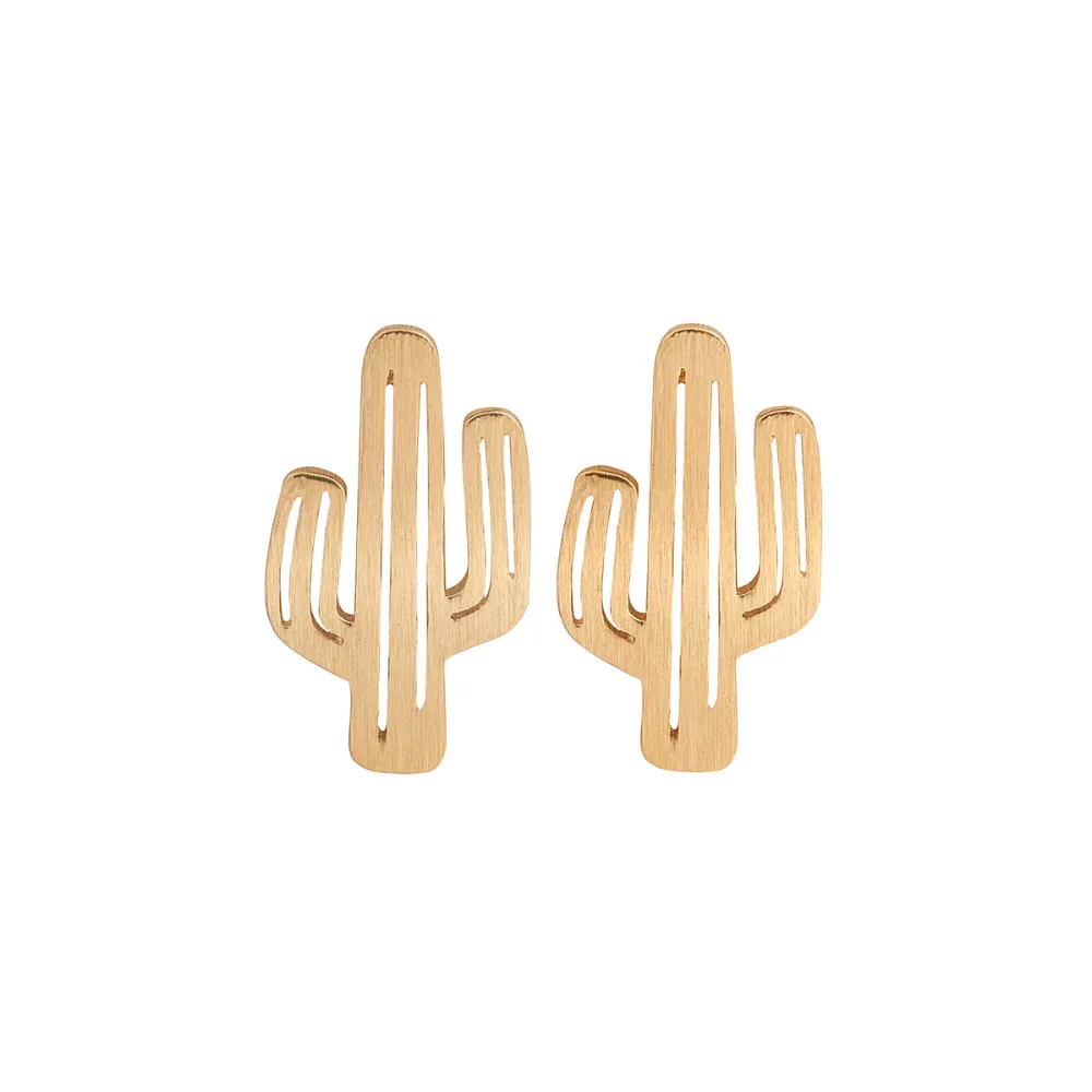 Shuangshuo Fashion Cactus Earrings for Women Small Stud Earings Female Gold Jewelry oorbellen | Украшения и аксессуары