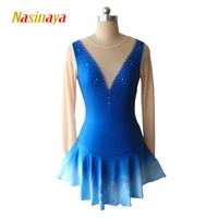 nasinaya figure skating dress ice skating skirt for girl women kids customized competition patinaje blue gradually changing