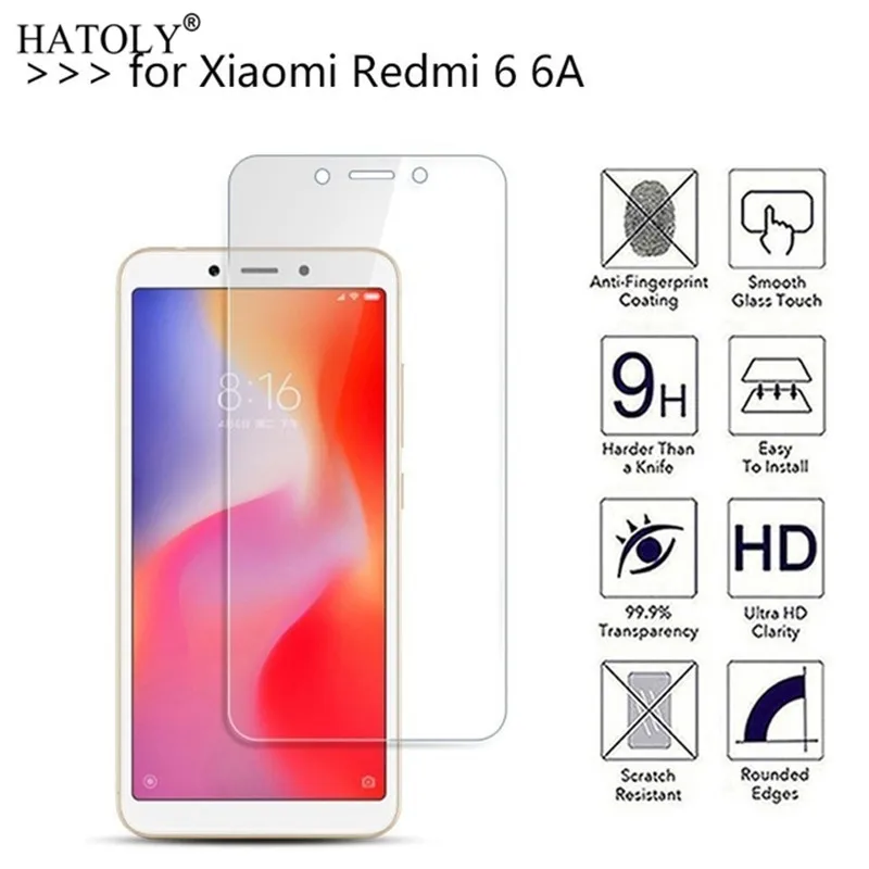 Protector de pantalla de vidrio templado para m&oacute;vil, cristal templado antipolvo para Xiaomi Redmi 6 / redmi 6a, Redmi 6A, 2 uds.-1