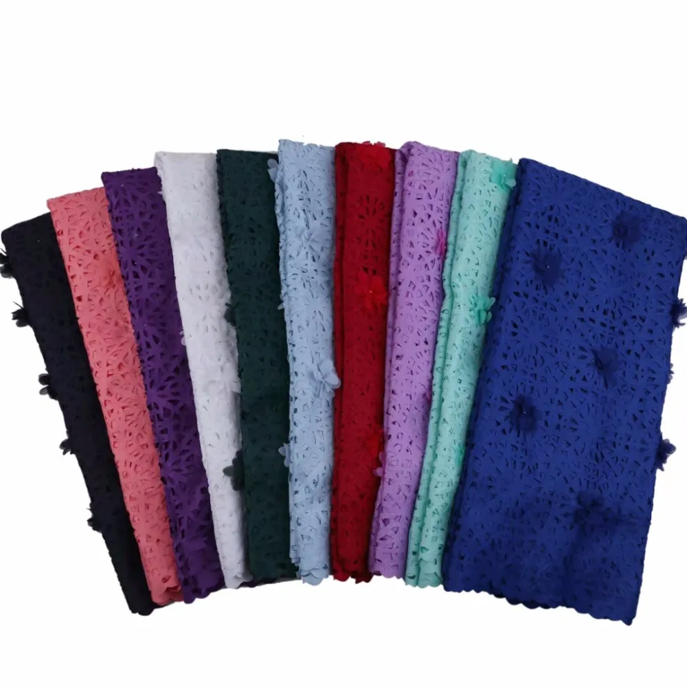 Персик лазерная резка кружевной ткани с 3D цветы 5 ярдов/lot Новые для шитья