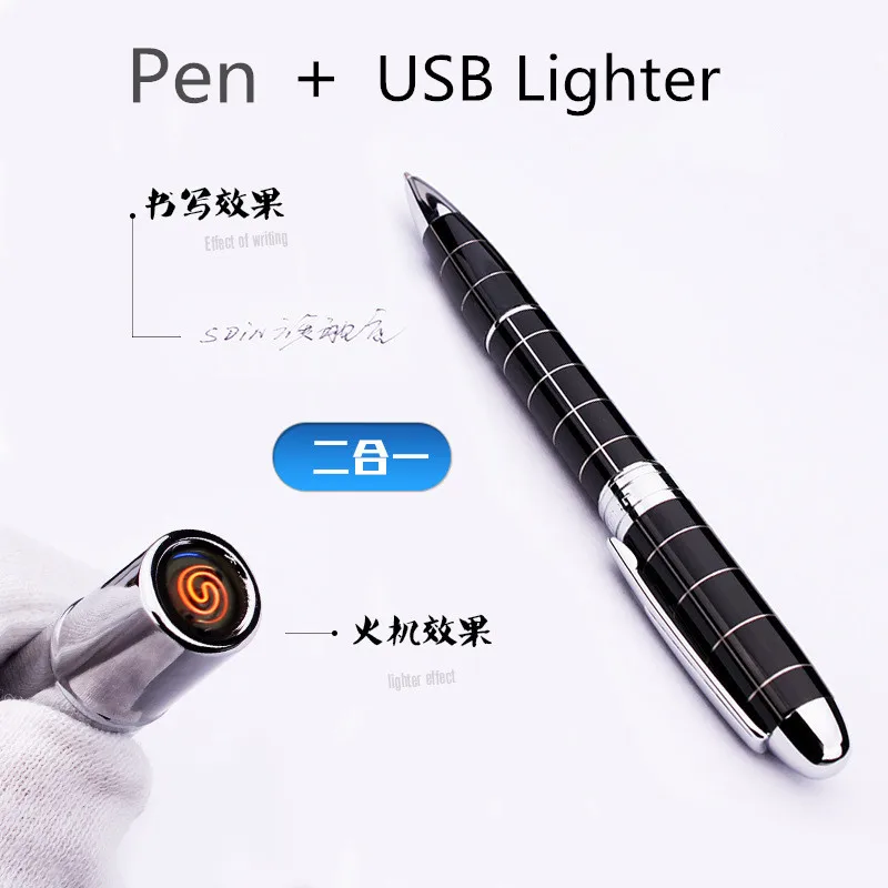 Джентльмен креативная ручка и USB Электронная Зажигалка Ветрозащитная сигарета