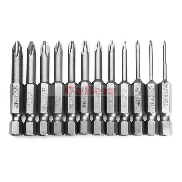 

2 Sets Lot 12pcs 50mm 1/4 Inch Hex Shank Magnetic Phillips Cross Screwdriver