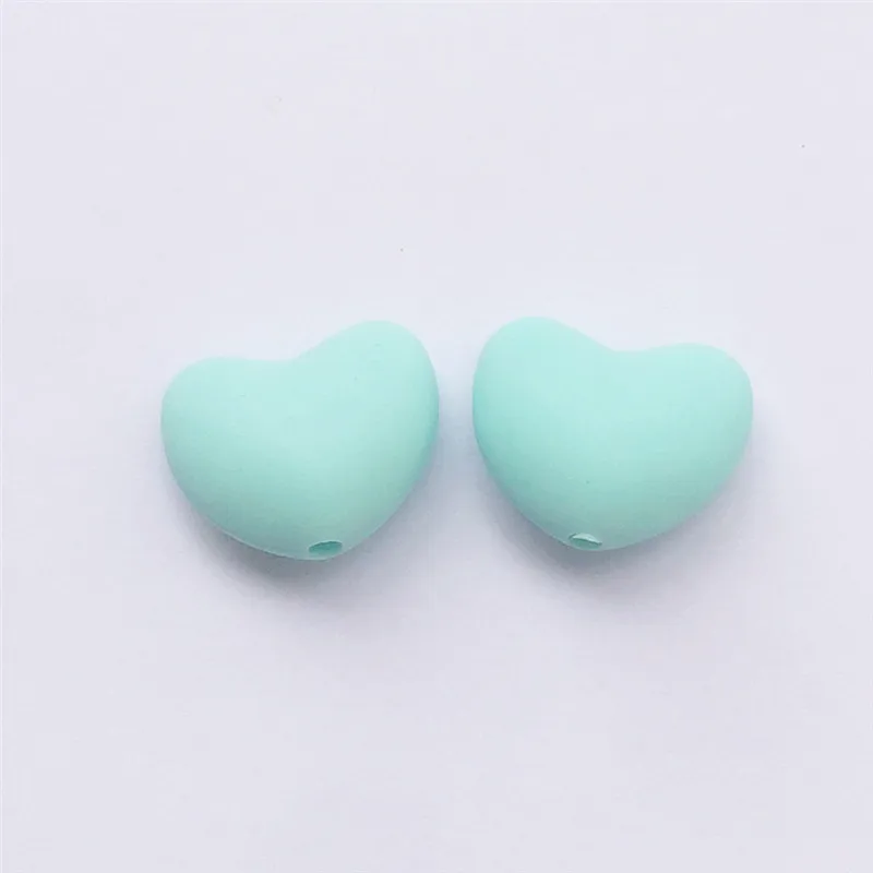 blue Chenkai, 50 шт., без бисфенола, силиконовый Прорезыватель в форме сердца, бусины, сделай сам, Детская соска, соска для душа, соска для кормления, ожерелье, сенсорная игрушка, Подарочный аксессуар - Цвет: blue
