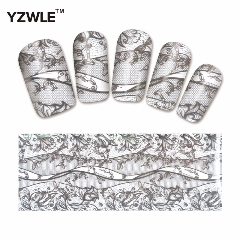 YZWLE 10 видов конструкций ногтей Полный Советы Обертывания DIY Фольга для перевода на ногти наклейки полировка фольгой клейкие обертывания# XKT-N21