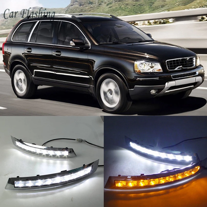 2 шт. Автомобильные светодиодные дневные ходовые огни для Volvo XC90 2007-2013 желтые