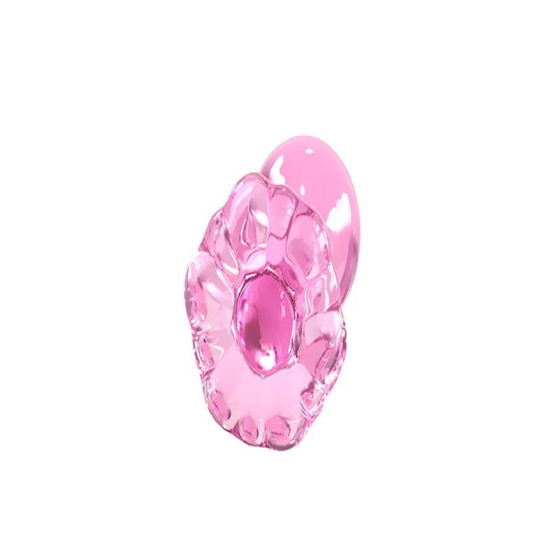 Pink trumpet back court glass anal plug ice fire stick men and women adult supplies sex tools flirt simulation phall |