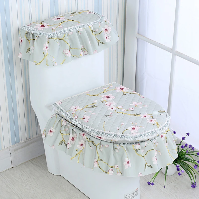 3 шт./компл. Набор чехлов для сидений унитаза золотого цвета бархатные кружевные