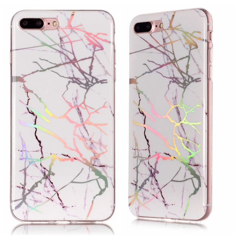 Мягкий силиконовый чехол из ТПУ с лазерным мрамором для Apple iPhone 4 4S 5 5S SE 5C 6 6S 7 8 Plus X