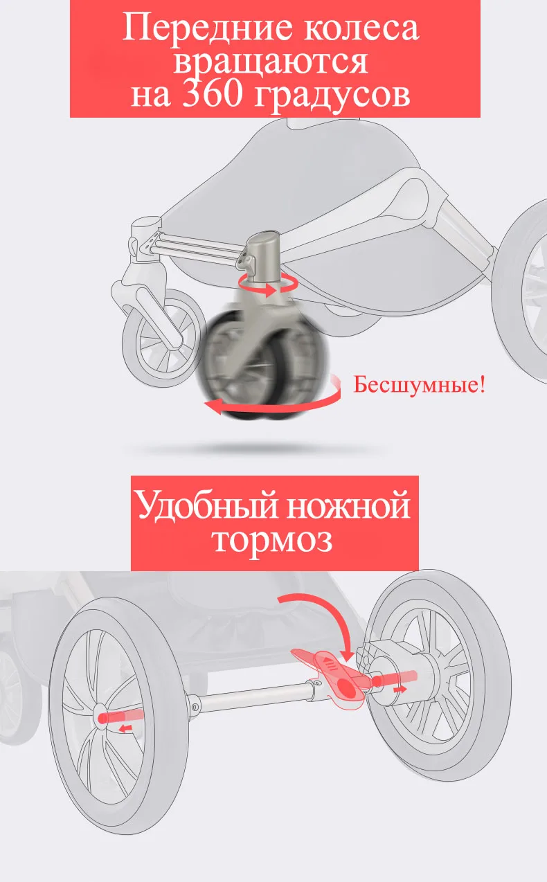Hotmom/детская коляска из эко-кожи 2 в 1, светильник с четырьмя амортизаторами, может сидеть или лежать в сложенном виде, Россия