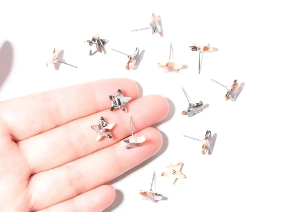 

Acetate Acrylic Earring Stud - Star Shaped Earrings - Ear nail accessories - 6pcs/lot - 12.8x11.5x2.6mm - AC1138