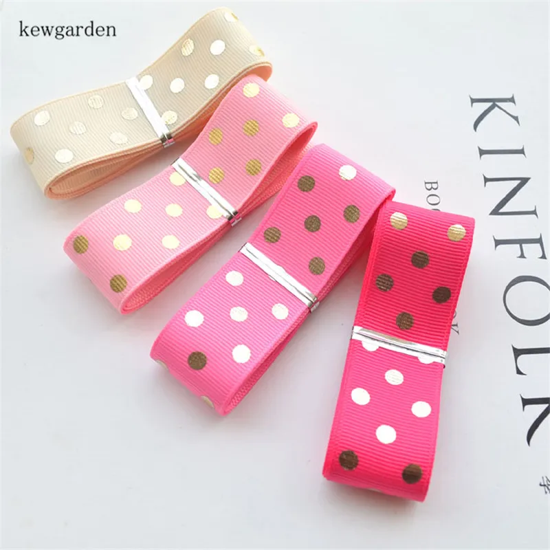 Kewgarden DIY бантик для волос Аксессуары горячее тиснение Точки Grosgrain ленты 1 "25 мм