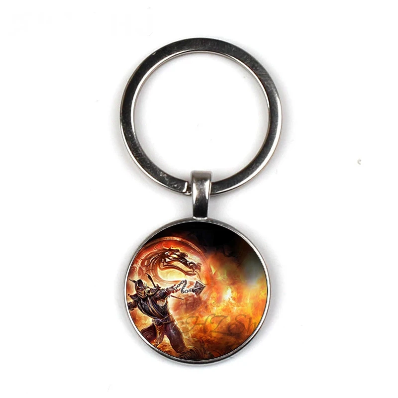 Поступление брелок mortal Kombat ручная работа стеклянный купол игральные кости