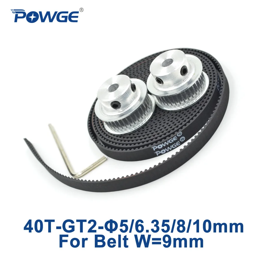 POWGE 2 шт. 40 зубцов GT2 синхронный шкив отверстия 5 мм 6 35 8 10 + метра ширина 9 Ремень ГРМ
