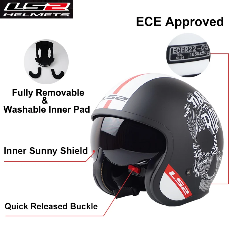 LS2 OF599 винтажный мотоциклетный шлем для женщин и мужчин с открытым лицом Ретро