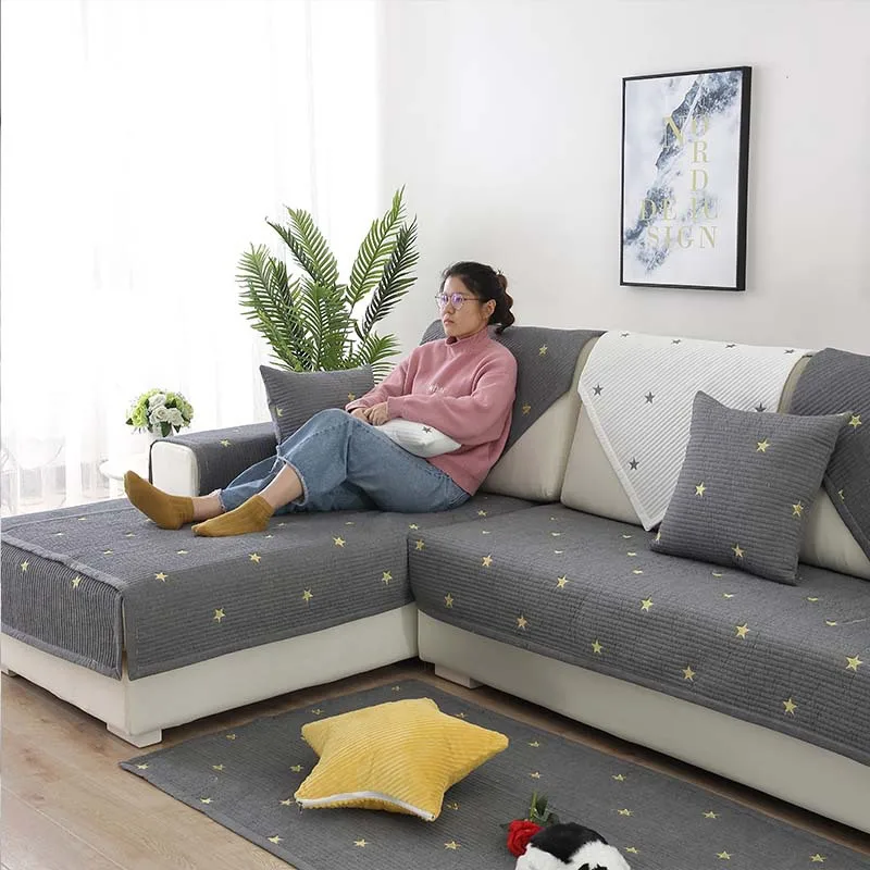 Cotton Embroidery Non-slip Sofa Cushion Four Seasons Universal Living Room Combination Sofa Back Armrest Towel