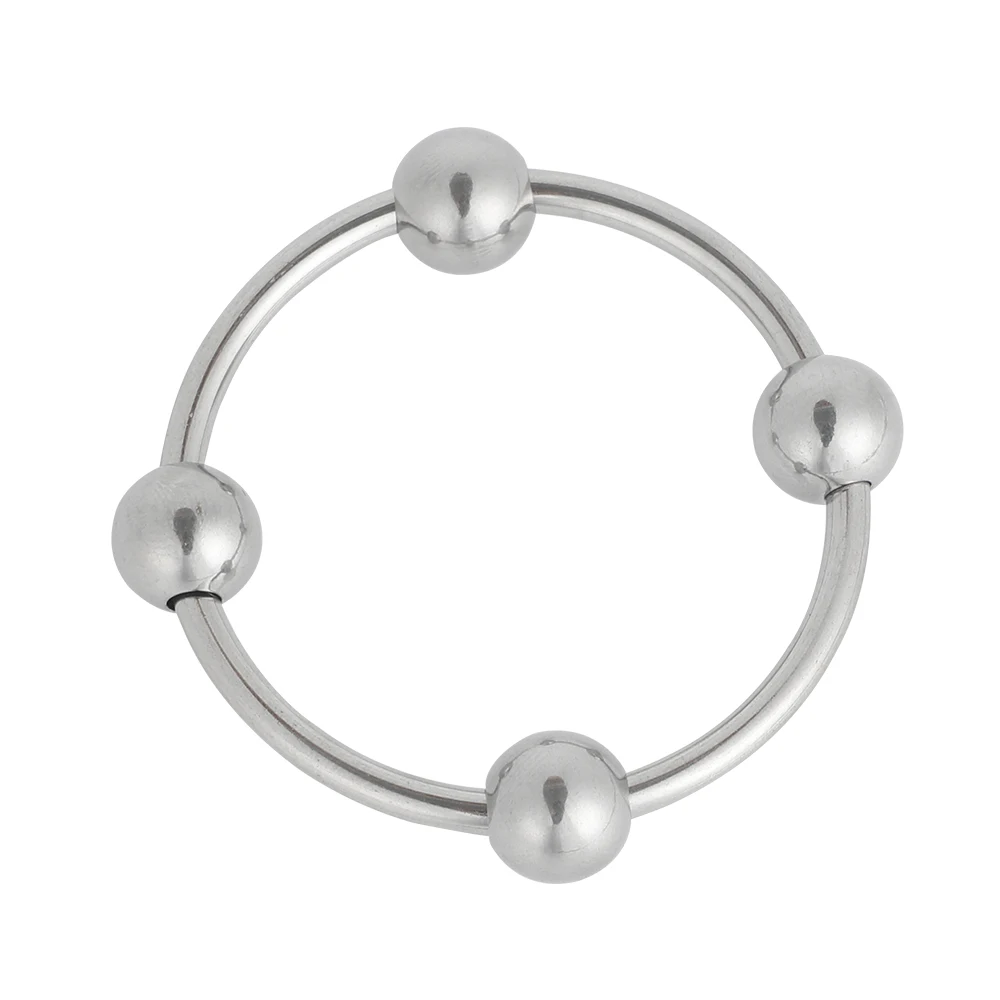 Кольцо на пенис из нержавеющей стали с четырьмя бусинами 26/28/30/33/35/40 мм | Красота и