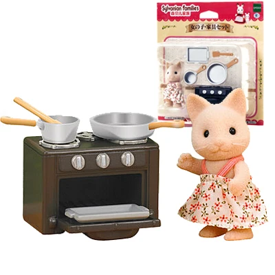 Sylvanian Families пушистые фигурки куклы кукольный домик игровой набор аксессуары стол/Paino/раковина/плита с одной фигурой - Цвет: 18118