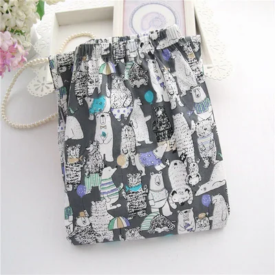 Gray Bear Пижамные брюки женские брюки хлопок летние хлопковые тканые хлопковые брюки женские домашние брюки - Цвет: Gray Bear