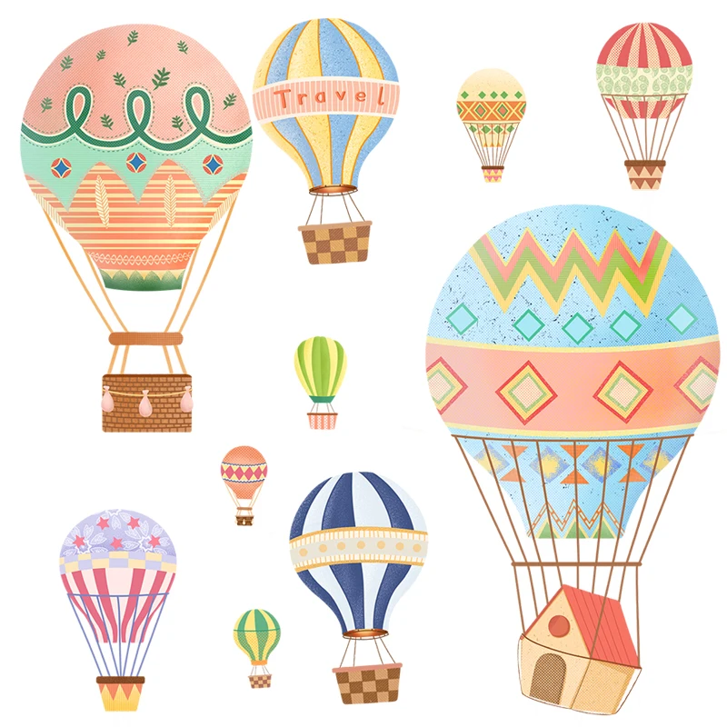 multi color Мультфильм Горячий воздушный шар наклейки на стену краска стиль для жизни детская комната стены Детская переводка для детской настенная живопись, Украшение стен подарок для ребенка - Цвет: multi color