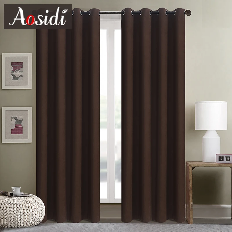 Coffee Curtains Современные бархатные шторы для окна гостиной Затемняющие шторы сплошного цвета для спальни тканые шторы по заказу 90% Затенение готовых штор - Цвет: Coffee Curtains