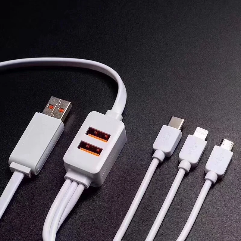 Адаптер Dual USB to type C Micro для iphone 6 7 8 plus X XS XR кабель зарядки 1 2 м линия мобильного