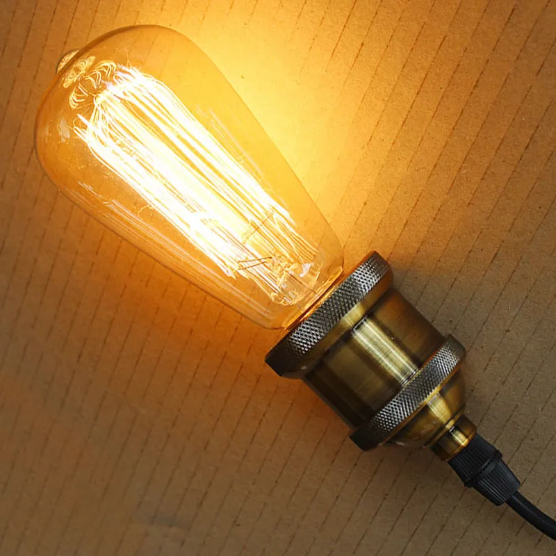 Ретро лампы Эдисона E27 220 В накаливания 25 Вт 40 60 ST64 лампа винтажный светильник для