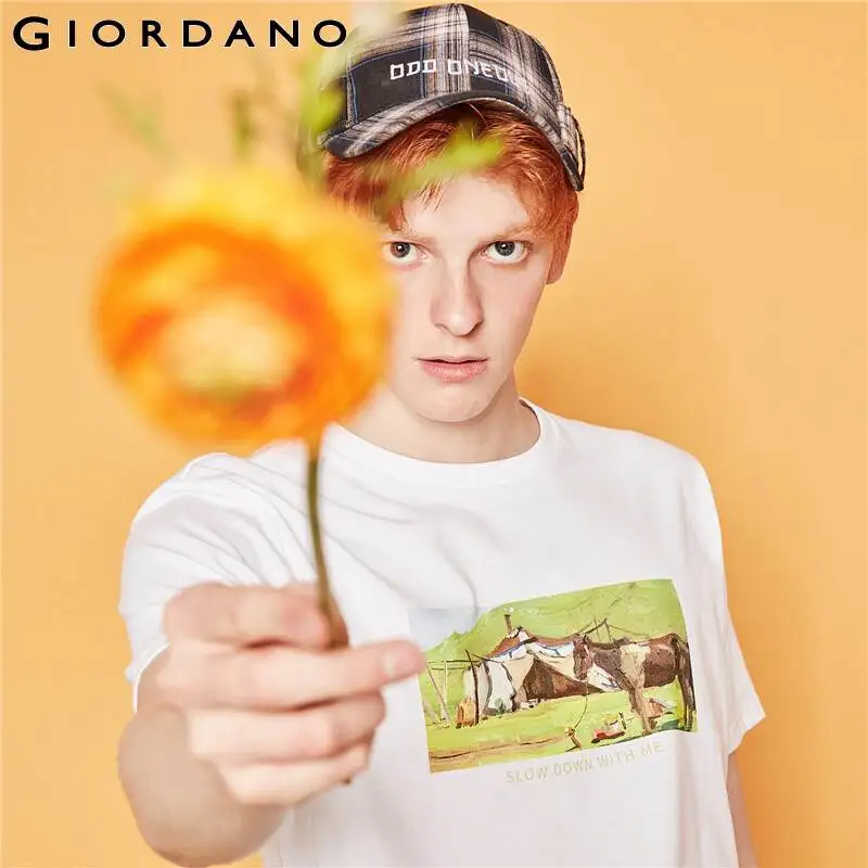 Giordano женская и мужская повседневные футболки с круглым воротом короткими