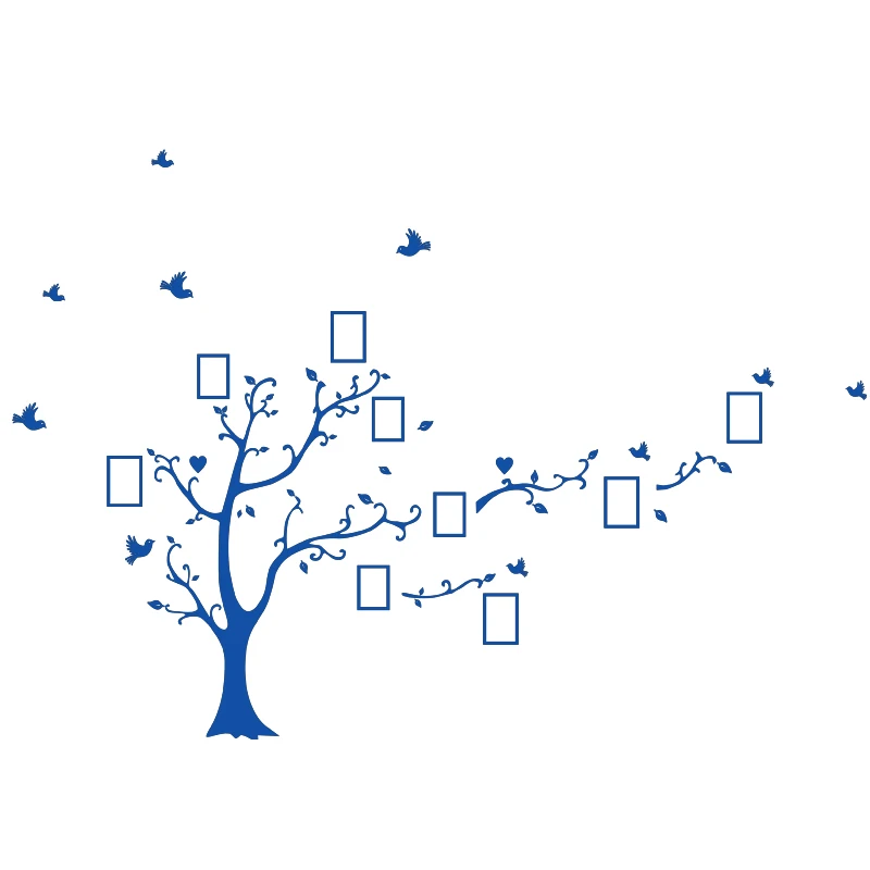blue Большие 180*260 см/70,9* 102.4in красочные 3D DIY фото дерево ПВХ Наклейки на стены/клейкие семейные наклейки на стену Фреска Искусство домашний декор - Цвет: blue