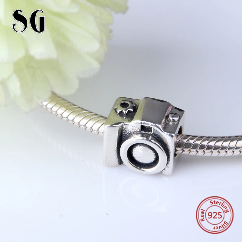Серебряные бусины 925 пробы Камера модель pandora талисманы подходят оригинальные Пандора браслеты Berloques аутентичная Подвеска Украшения Подарки