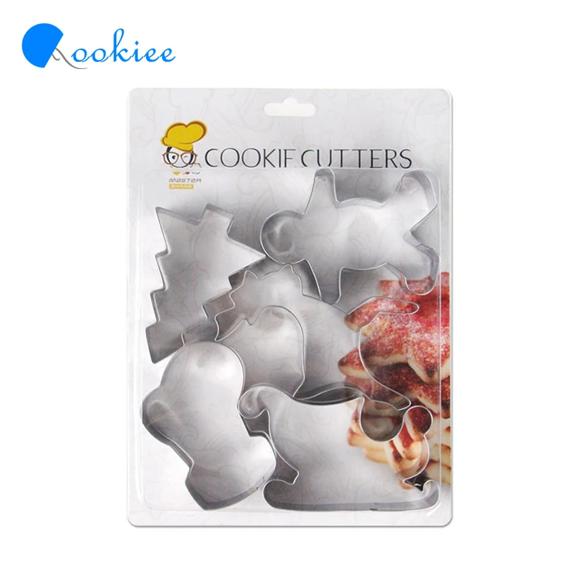 Qookiee 5 шт./компл. Рождество печенья Нержавеющая сталь олень снеговик дерево сани