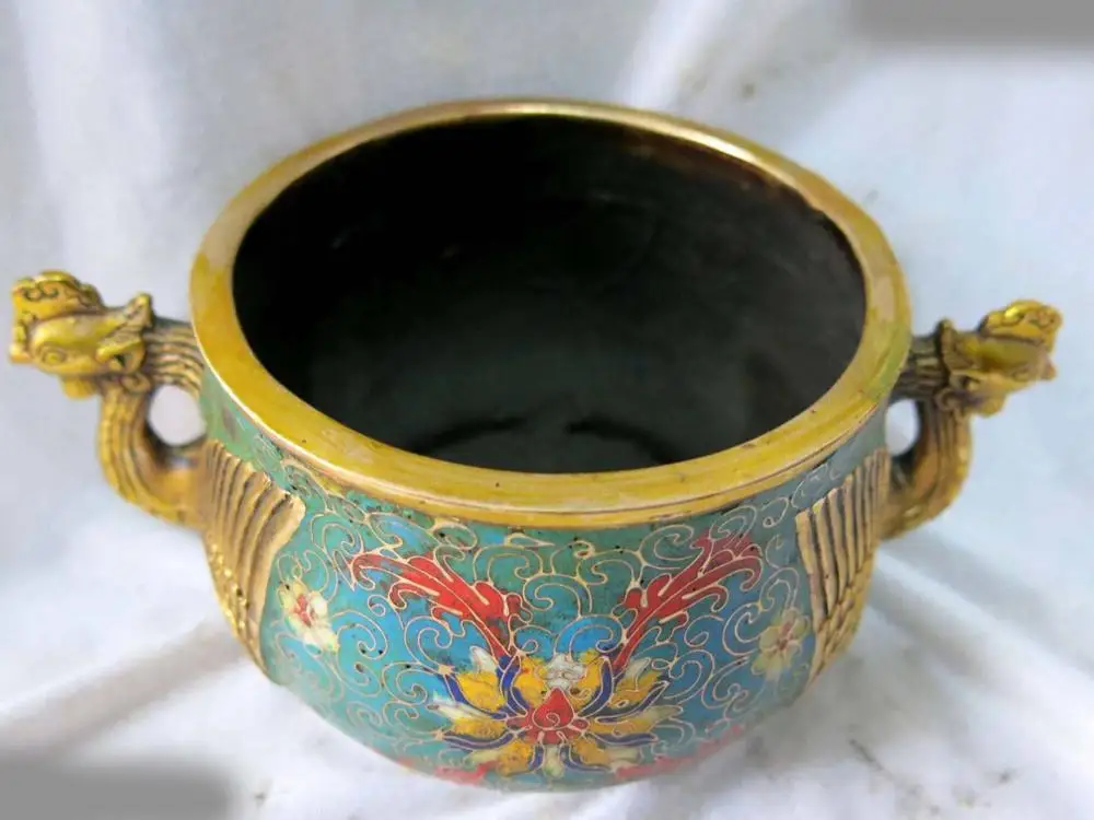 China bronze gold Cloisonne carved Beautiful phoenix figure Incense burner | Дом и сад