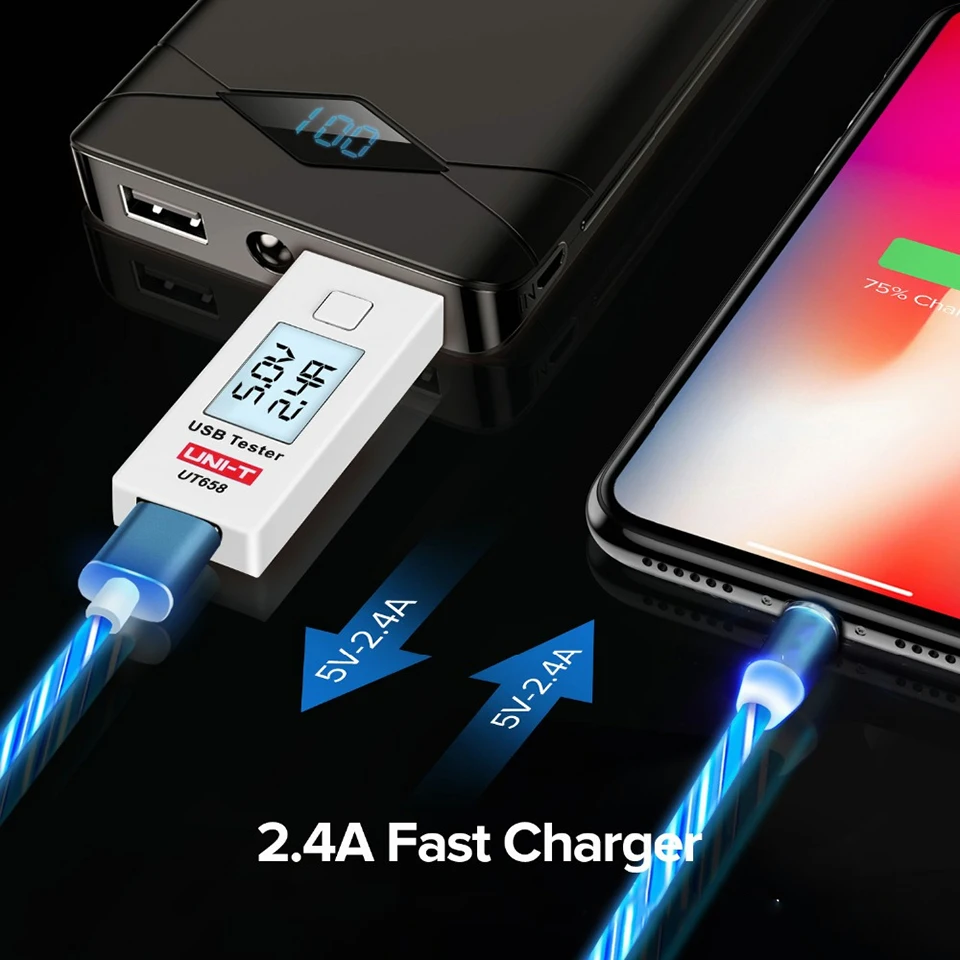Зарядный кабель Titok со светодиодной подсветкой светящийся Магнитный Micro Usb Type-C