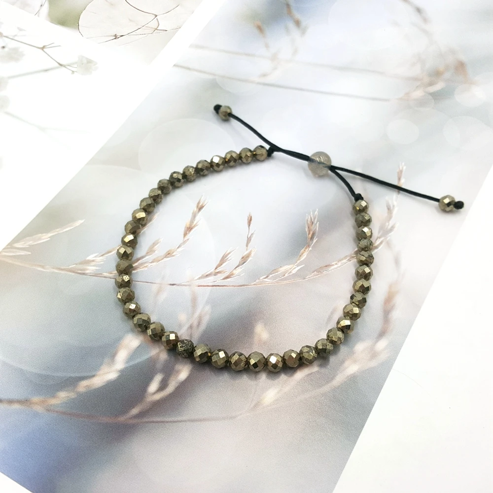 

LiiJi Unique Natural Healing Stone Pyrite 4mm Faceted Beads Labradorite 6mm Fashion Jewelry For Women or Men