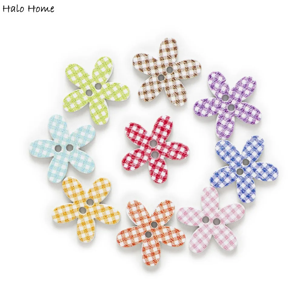 50 шт. плед деревянные пуговицы в виде цветка шитье скрапбукинг одежда подарок