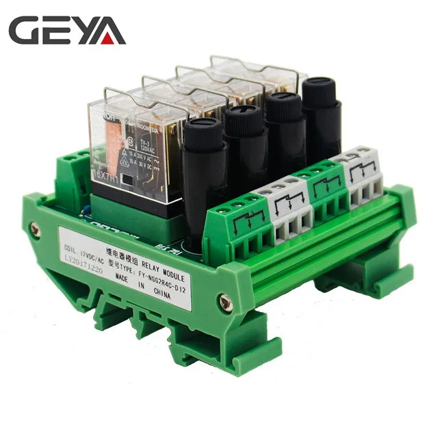 GEYA NGG2R 4 Канальный Релейный Модуль реле Omron доска с предохранителем 1NO1NC 12V 24V