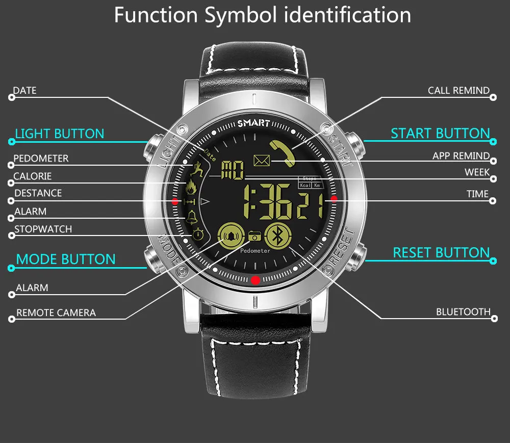 Профессиональные Водонепроницаемые Смарт часы спортивные кожаные